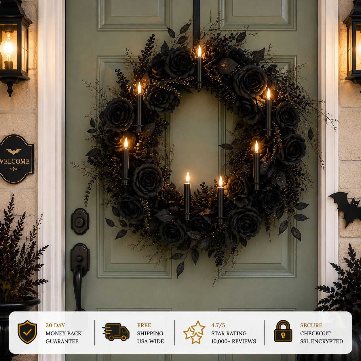 Velmora Midnight Rose Wreath